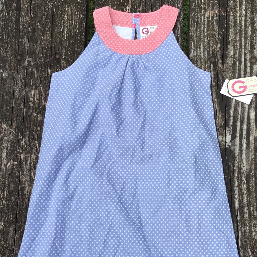 NWT G-Cutee Girls Dress Red White Blue Stars 12
